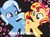 Size: 5387x4000 | Tagged: safe, sunset shimmer, trixie, pony, unicorn, g4, butt bump, butt to butt, butt touch, cute, duo, female, filly, filly sunset shimmer, filly trixie, heart, looking at each other, younger