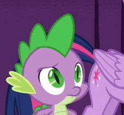 Size: 343x318 | Tagged: safe, screencap, spike, dragon, g4, horse play, animated, cropped, male, offscreen character, solo focus