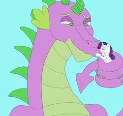 Size: 400x378 | Tagged: safe, artist:jimfoxx, rarity, spike, g4, female, kiss mark, kissing, lipstick, male, older, older spike, ship:sparity, shipping, size difference, straight