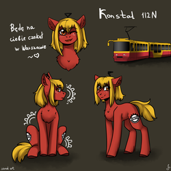 Size: 1500x1500 | Tagged: safe, artist:serodart, oc, oc only, oc:konstal, pony, male, pantograph, poland, polish, ponified, reference sheet, solo, tram, warsaw