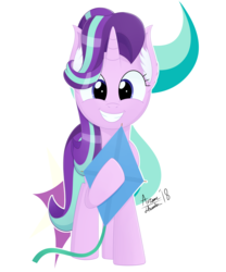 Size: 2500x3000 | Tagged: safe, artist:arcane-thunder, starlight glimmer, pony, unicorn, g4, cute, cutie mark background, digital art, female, glimmerbetes, high res, kite, mare, signature, simple background, solo, that pony sure does love kites, white background