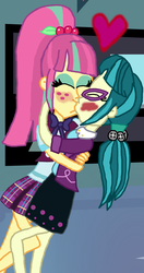 Size: 1514x2871 | Tagged: safe, artist:bigpurplemuppet99, juniper montage, sour sweet, human, equestria girls, g4, blushing, crack shipping, female, kiss on the lips, kissing, lesbian, ship:junipersweet, shipping