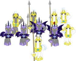 Size: 1168x933 | Tagged: safe, artist:a01421, bat pony, pony, unicorn, g4, armor, male, night guard, royal guard, salute, simple background, spear, stallion, transparent background, vector, weapon