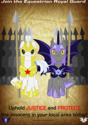 Size: 1100x1556 | Tagged: safe, artist:a01421, bat pony, pony, unicorn, g4, armor, male, night guard, royal guard, simple background, spear, stallion, transparent background, vector, weapon