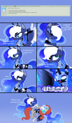 Size: 2192x3728 | Tagged: safe, artist:sugaryicecreammlp, princess luna, oc, alicorn, pony, ask nebula luna, g4, alternate design, ask, blue background, concave belly, deviantart, digital art, female, high res, mare, simple background, slender, thin