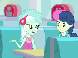 Size: 499x373 | Tagged: safe, screencap, bon bon, lyra heartstrings, sweetie drops, coinky-dink world, equestria girls, g4, my little pony equestria girls: summertime shorts, cropped