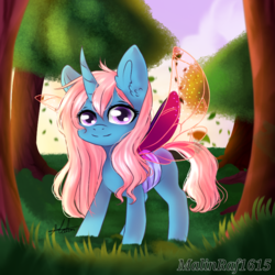 Size: 768x768 | Tagged: safe, artist:malinraf1615, oc, oc only, unnamed oc, changepony, hybrid, female, filly, interspecies offspring, offspring, parent:pharynx, parent:trixie, parents:phartrix, solo, tree