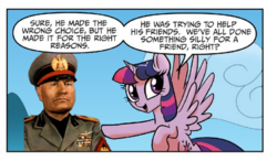 Size: 714x418 | Tagged: safe, twilight sparkle, alicorn, pony, g4, benito mussolini, meme, twilight justifies evil meme, twilight sparkle (alicorn)