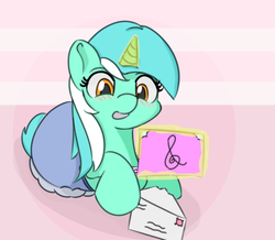 Size: 800x699 | Tagged: safe, artist:treekickerdraws, lyra heartstrings, pony, unicorn, g4, blushing, female, implied lesbian, implied octavia melody, implied octyra, implied shipping, magic, solo