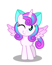 Size: 1600x2001 | Tagged: safe, artist:aleximusprime, princess flurry heart, pony, g4, bow, cute, female, filly, flurrybetes, older, older flurry heart, one eye closed, simple background, solo, transparent background, vector, wink