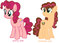 Size: 728x528 | Tagged: safe, artist:velvetsparkleyt, oc, oc only, oc:cheese pie, oc:party pie, earth pony, pony, digital art, duo, female, mare, next generation, offspring, parent:cheese sandwich, parent:pinkie pie, parents:cheesepie, simple background, white background