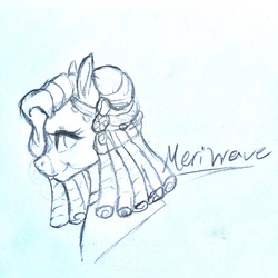 Size: 3024x3019 | Tagged: safe, artist:kimyowolf, oc, oc only, oc:meri wave, pony, bust, female, high res, mare, monochrome, portrait, solo, traditional art