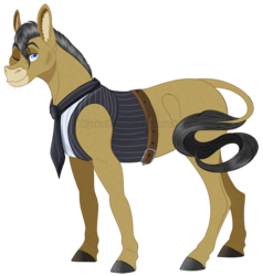 Size: 1105x1161 | Tagged: safe, artist:bijutsuyoukai, oc, oc only, mule, pony, clothes, male, necktie, parent:filthy rich, parent:matilda, simple background, solo, transparent background