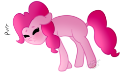Size: 1024x627 | Tagged: safe, artist:thatonefluffs, pinkie pie, earth pony, pony, g4, behaving like a cat, eyes closed, female, purring, simple background, solo, transparent background