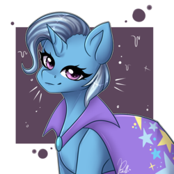Size: 3000x3000 | Tagged: safe, artist:colirosablitz, trixie, pony, unicorn, g4, abstract background, cape, clothes, female, high res, mare, simple background, solo, transparent background, trixie's cape