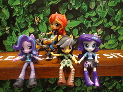 Size: 4608x3456 | Tagged: safe, artist:franklin, daring do, rarity, starlight glimmer, sunset shimmer, equestria girls, g4, doll, equestria girls minis, eqventures of the minis, female, irl, motorcycle, photo, singapore, toy