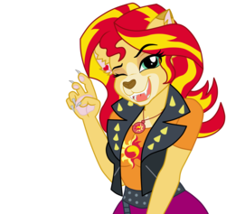 Size: 1900x1800 | Tagged: dead source, safe, artist:mashoart, sunset shimmer, anthro, equestria girls, g4, cat ears, catgirl, ears, fangs, female, furry, geode of empathy, heart, nails, nyanset shimmer, paw pads, paws, simple background, solo, species swap, transparent background