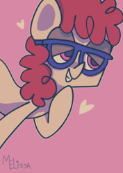 Size: 1280x1807 | Tagged: safe, artist:lunawoonanight, twist, earth pony, pony, g4, female, filly, glasses, heart, lidded eyes, solo