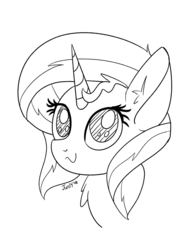 Size: 838x1120 | Tagged: artist needed, safe, sunset shimmer, equestria girls, g4, bust, female, monochrome, solo