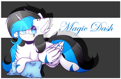 Size: 979x640 | Tagged: safe, artist:creadorachan, oc, oc only, oc:magic dash, alicorn, pony, female, mare, prone, solo