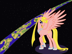 Size: 4000x3000 | Tagged: safe, artist:vasillium, oc, oc only, alicorn, pony, alicorn oc, female, halo, halo (series), mare, raised hoof, space, stars