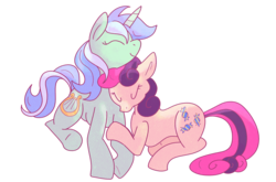 Size: 1634x1080 | Tagged: safe, artist:lionsca, bon bon, lyra heartstrings, sweetie drops, earth pony, pony, unicorn, g4, female, lesbian, ship:lyrabon, shipping, simple background, transparent background