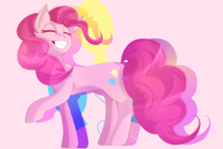 Size: 3000x2000 | Tagged: safe, artist:cursedgalaxie, pinkie pie, earth pony, pony, g4, eyes closed, eyestrain warning, female, high res, mare, smiling, solo
