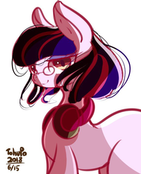 Size: 572x709 | Tagged: safe, artist:tohupo, earth pony, pony, g4, female, glasses, headphones, japan racing association, mare, not twilight sparkle, pop team epic, pop team epic kinen, sabukaru kuso hinba, simple background, solo, white background