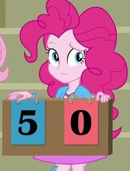 Size: 543x715 | Tagged: safe, screencap, pinkie pie, equestria girls, g4, bracelet, clothes, cropped, female, football, jewelry, scoreboard, shirt, skirt, sports, teenager, vest