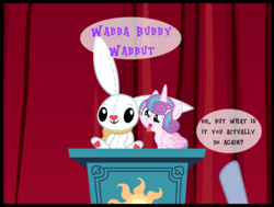 Size: 1047x792 | Tagged: safe, artist:bronybyexception, princess flurry heart, alicorn, pony, rabbit, g4, adorableness in the comments, baby, baby pony, baby talk, bunny plushie, cute, diabetes, disembodied hoof, female, flurrybetes, plushie, toy