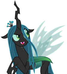 Size: 3458x3826 | Tagged: safe, artist:sketchmcreations, queen chrysalis, changeling, changeling queen, g4, the mean 6, crown, female, former queen chrysalis, high res, jewelry, looking back, open mouth, raised eyebrow, raised hoof, regalia, simple background, solo, transparent background, vector