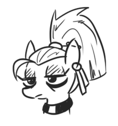 Size: 355x377 | Tagged: safe, artist:jargon scott, oc, oc:nada phase, earth pony, pony, black and white, bust, female, goth, grayscale, monochrome, portrait, simple background, sketch, solo, white background