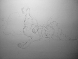 Size: 3264x2448 | Tagged: safe, artist:celestiawept, pinkie pie, earth pony, pony, g4, armpits, female, high res, lying down, sad, solo, traditional art