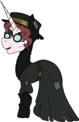 Size: 2073x3183 | Tagged: safe, artist:mourningfog, oc, oc only, pony, unicorn, cloak, clothes, glasses, goggles, hat, high res, simple background, solo, transparent background