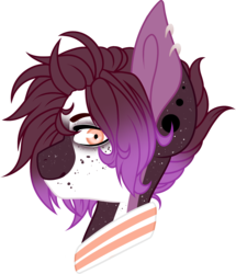 Size: 1173x1361 | Tagged: safe, artist:mourningfog, oc, oc only, pony, bust, collar, freckles, gages, piercing, simple background, solo, transparent background