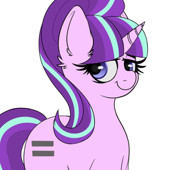 Size: 3000x2969 | Tagged: safe, artist:mkpandabear, starlight glimmer, pony, unicorn, g4, equal cutie mark, female, high res, lidded eyes, simple background, smiling, solo, white background