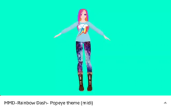 Size: 664x417 | Tagged: safe, artist:theanimefanz, rainbow dash, human, g4, 3d, humanized, mmd, t pose, youtube link