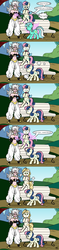 Size: 2893x12236 | Tagged: safe, artist:pony4koma, bon bon, lyra heartstrings, sweet biscuit, sweetie drops, earth pony, human, pony, unicorn, g4, adorabiscuit, adorabon, android 21, bench, comic, confused, crossover, cute, dragon ball, dragon ball fighterz, dragon ball super, dragon ball z, female, happy, holding a pony, lesbian, lyrabetes, majin android 21, majin boo, mare, name pun, namesake, race swap, ship:lyrabon, shipping, shocked, transformation