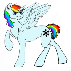 Size: 682x688 | Tagged: safe, artist:just-another-stray-atomic-bomb, oc, oc only, oc:curio, pony, magical lesbian spawn, offspring, parent:rainbow dash, parent:rarity, parents:raridash, simple background, solo, transparent background