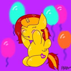 Size: 768x768 | Tagged: safe, artist:parn, oc, oc:princess parn, balloon, cute, funny face