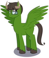 Size: 2564x3048 | Tagged: safe, artist:scaredyash006, oc, oc only, pony, bull horns, edd gould (eddsworld), eddsworld, glasses, high res, ponified, simple background, solo, transparent background