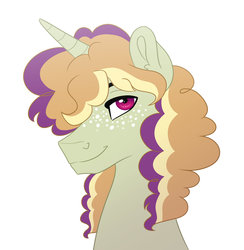 Size: 1024x1049 | Tagged: safe, artist:cascayd, oc, oc:somerset sour cider, pony, unicorn, kindverse, lgbt, next generation, nonbinary, offspring, parent:big macintosh, parent:sugar belle, parents:sugarmac