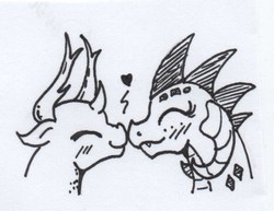 Size: 542x419 | Tagged: safe, artist:kuroneko, derpibooru exclusive, princess ember, thorax, changedling, changeling, dragon, g4, blushing, boop, dragoness, duo, eyes closed, female, ink drawing, interspecies, king thorax, male, monochrome, noseboop, ship:embrax, shipping, simple background, straight, traditional art, white background