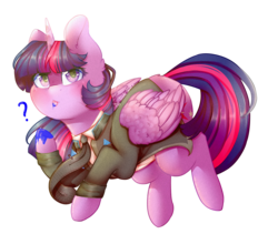 Size: 1983x1748 | Tagged: safe, artist:twinkepaint, twilight sparkle, alicorn, pony, g4, clothes, crossover, detroit: become human, female, mare, necktie, question mark, simple background, solo, tongue out, transparent background, twilight sparkle (alicorn)