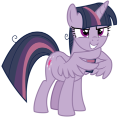 Size: 3719x3500 | Tagged: safe, artist:masem, mean twilight sparkle, alicorn, pony, g4, the mean 6, .ai available, clone, evil smile, female, grin, high res, mare, scary face, scheming, simple background, smiling, smirk, solo, steepling, transparent background, vector, wing hands