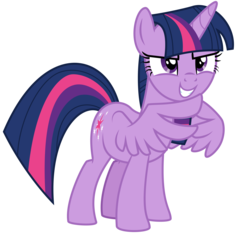 Size: 3719x3500 | Tagged: safe, alternate version, artist:masem, twilight sparkle, alicorn, pony, g4, the mean 6, .ai available, female, high res, mare, simple background, smiling, smirk, solo, steepling, transparent background, twilight sparkle (alicorn), vector, wing hands