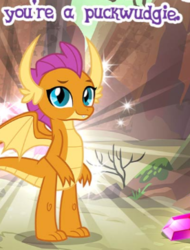 Size: 276x364 | Tagged: safe, gameloft, smolder, dragon, pukwudgie, g4, cropped, dragoness, female, game screencap, meme, solo, wow! glimmer
