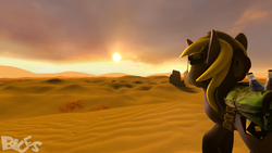 Size: 1024x576 | Tagged: safe, artist:frenchiestfaguette, oc, oc only, pony, 3d, desert, solo, source filmmaker, wallpaper