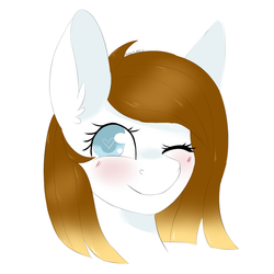 Size: 1450x1450 | Tagged: safe, artist:adostume, oc, oc only, pony, one eye closed, smiling, solo, wink