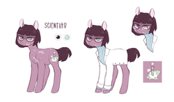 Size: 2095x1234 | Tagged: safe, artist:kapusha-blr, oc, oc only, earth pony, pony, clothes, glasses, lab coat, scar, solo, sweater, turtleneck